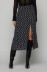 Roxana - gonna in crepe midi con punto smock sul retro • Pois noir